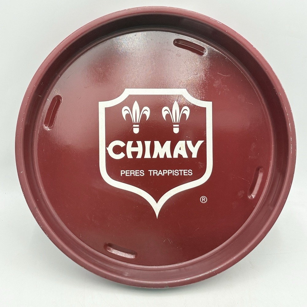 Chimay Beer Peres Trappistes Red Round Metal Beer Serving Tray 14" Man Cave
